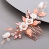 BERYUAN Cute White Flower Hair Comb for Women Girls Prom Hair Comb Pink