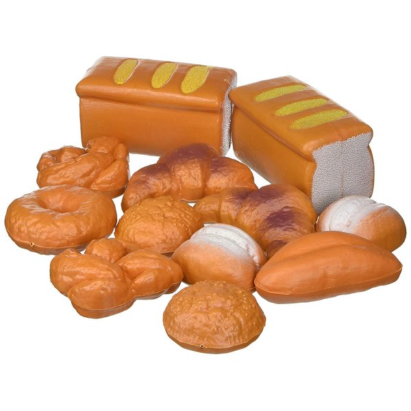 12 PCS Fake Bread Pastries Set, Life Sized Plastic Pretend Play Food Toy Kids Bakery Grocery Kitchen Playset