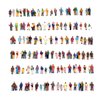CWBPING 100pcs 1:87 HO Scale Standing Scenery Passengers Model Train Park Street People Figure Model Building Kit