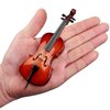 Dselvgvu Wooden Miniature Cello with Stand,Bow and Case Mini Musical Instrument Miniature Dollhouse Model Home Decoration (5.51"x1.97"x0.63")