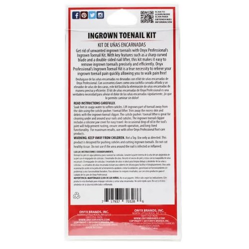 Onyx Professional Ingrown Toenail Kit with Toenail Clippers & Double-Ended Cuticle Pusher, Durable Stainless Steel, Easy to Use Ingrown Toenail Removal Kit, 2 Piece At-Home Pedicure Tools