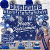 Happy Retirement Party Decorations for Men Women, Retirement Party Favors Well Wish and Advice Cards Banner Backdrop Honeycomb Centerpiece, Retirement Going Away Party Supplies(Navy Blue Silver)