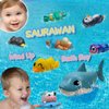 Blue Shark Wind Up Bath Toys for Kids and Toddlers Ages 4-8, Sea Animals Pool and Water Table Toys, Fun Shark Bath Toy, Pool Themed Birthday Decorations, Classroom Prizes, Easter Wind Up Toys
