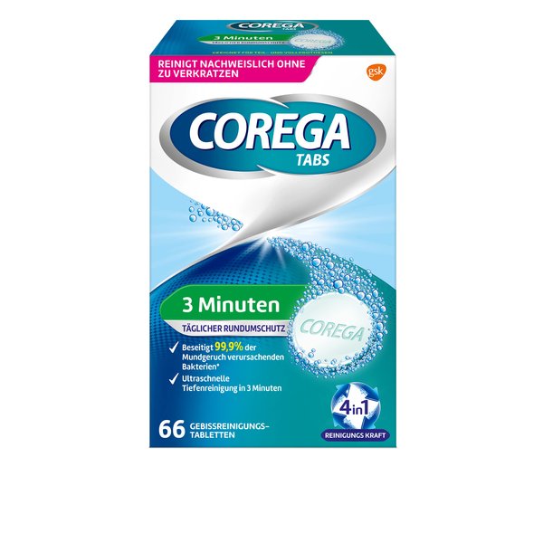 Corega Rapid Denture/Third Teeth Cleaning Sticks, 1x66 Teething Cleaning Tablets - Cleaning in 3 Minutes