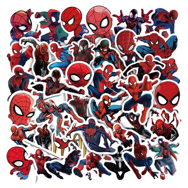 50Pcs Spider Man Cartoon Stickers for Laptop Cellphone Water Bottle Skateboard Luggage Car Bumper, etc FJHSL