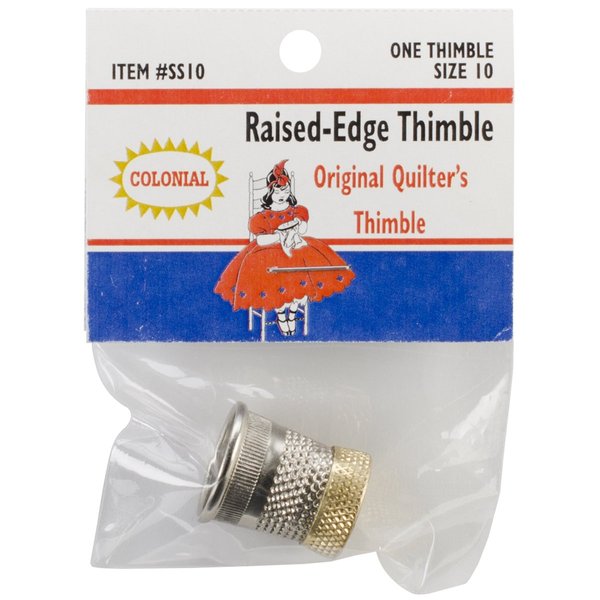 Colonial Needle Raised-Edge Thimble Size 10 Notion, Silver