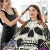 ALAZA Vintage Skull Flowers Barber Cape for Men Women, Waterproof Haircut Apron Beard Shaving Bib Hair Cutting Cloth 55 x 65 Inch