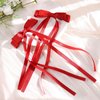VOBOBE 2PCS Hair Bows for Women Girls, Tassel Ribbon Bowknot Hair Clips Barrettes for Girl with Small Long Tail Solid Satin Hair Accessories (Red-Glitter)