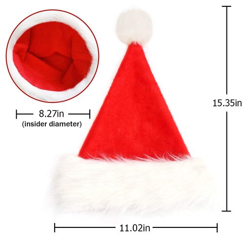 CCINEE Kids Santa Hat,Christmas Santa Hat Velvet Plush Red Hat for Home Decoration Xmas Party Supplies