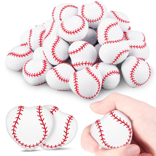 Poen 36 Pcs End of The Year Gifts Heart Stress Relief Toy Mini Stress Balls Bulk Stress Ball End of The Year Party Favors for Kids School Adults Classroom Decorations (Baseball)