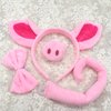Halloween Pig Ears Headband Nose Bow Tie Tail Pink Pig Hair Hoops Bowtie Animal Pig Headpiece Hairband Hair Bands Women Christmas Xmas Holiday Festival Cosplay Dress Up Birthday Party Accessories