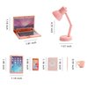 7 Pcs Miniature Laptop Tablet Phone Mini Books Desk Lamp Miniature Office Mini House Accessories, Pink