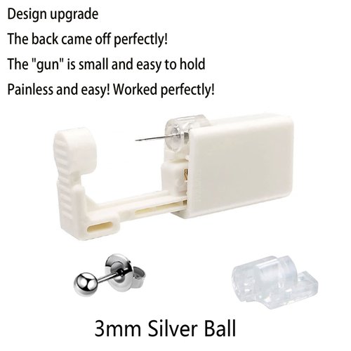 4 Pack Self Ear Piercing Gun, Disposable Self Ear Piercing Gun Kit with Earring Studs Safety Ear Piercing Gun Kit Tool (LightGrey)