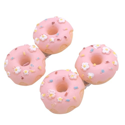 2PCS Doughnut Hair Clips for Women Girls Cute Barrettes Small Duckbill Hair Accessories Small Flowers