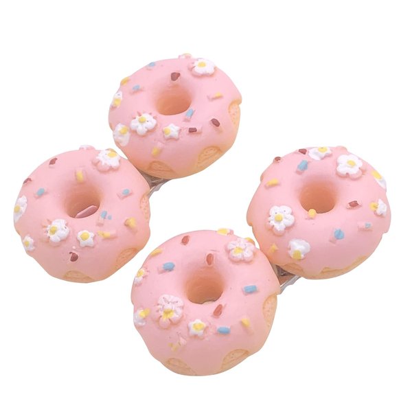 2PCS Doughnut Hair Clips for Women Girls Cute Barrettes Small Duckbill Hair Accessories Small Flowers