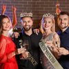 Saintrygo Prince and Princess Crowns Prom Court Sashes Prom Party Favors 80s Prom Tiara Shiny Satin Cosplay for Graduation (Retro Style)
