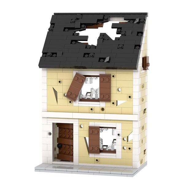 MOOXI WW2 Damaged Houses Building Block Set(597PCS).Suitable for Military Action Mini-Figures Combat Scenarios.