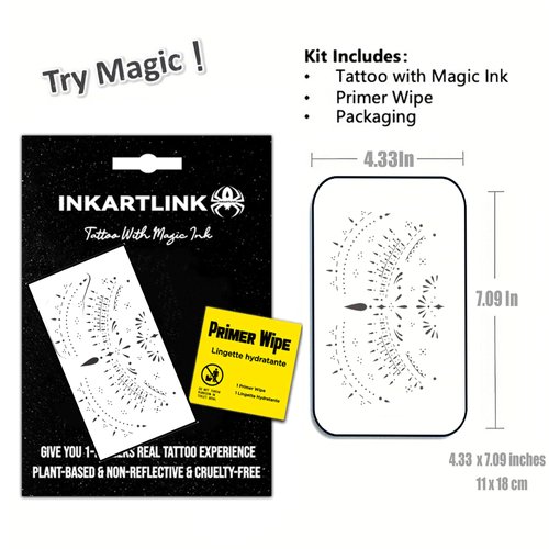 INKARTLINK Temporary Tattoos, Semi Permanent Tattoos Adult Art Designs Waterproof Temporary Tattoos Party Favors Tattoo Stickers Realistic, No Adhesive, Lasts 1-2 Weeks Black (Henna 1)