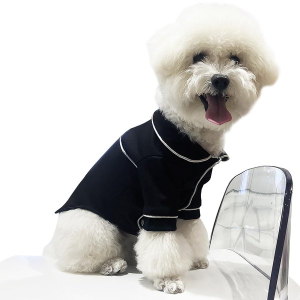Toysructin Small Dog Cats Pajamas Silk, Polka Dots Soft Pet Shirts Loungewear Puppy Pjs Clothes for Dogs Yorkie Bulldog Cats Lapel Two-Legged Sleepwear Shirt for Puppy Kitten Kitty All Season Black