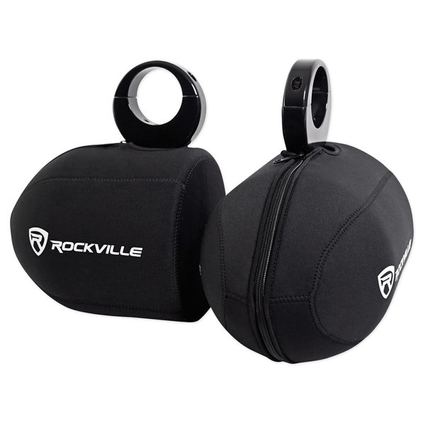 Pair Rockville RWBC Neoprene Covers for 6.5"" Marine Wakeboard Tower Speakers, Black