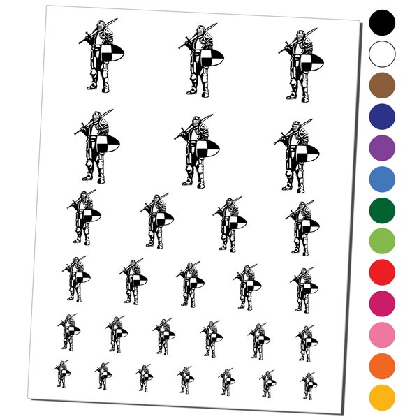 RPG Class Fighter Warrior Paladin Knight Temporary Tattoo Water Resistant Fake Body Art Set Collection - Red (One Sheet)