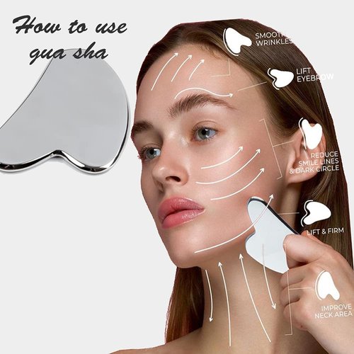 FeelFree Sport Stainless Steel Gua Sha Facial Tools, Guasha Scraping Massage Tool for Face Body SPA, Facial Lifting Traditional Acupuncture Therapy Trigger Point Treatment