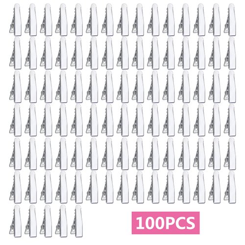 100pcs Alligator Duckbill Hair Clips Metal Single Prong Hair Clip Hairpins Teeth Bows Professional Sectioning Clips DIY Hair Accessories for Women Girls Salon Styling, Silver