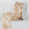 Brown and Cream White Floral Ribbon 1.5" x 27 Yards