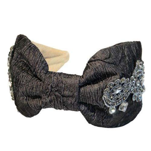 VANAHOTZ Wide Rhinestone Diamond Headbands For Women Non Slip Crystal Beaded Trendy Boho Vintage Style Knotted Handmade Jewelry Hair Band Accessories for Girls (black)