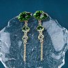 Sttiafay Vintage Green Lotus Leaf Earrings Lotus Leaf Drop Earrings Gold Long Leaf Tassel Earrings Green Flower Stud Earrings Jewelry for Women and Girls