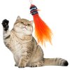Kat Fly Cat Wand Refill Teaser Toy - Interactive Cat Wand Toy Attachments for Indoor Cat and Kitten, Cat Toy with Real Feather Best Cat Toys for Bored Cats, Cat Teaser Toy, Clown Fish (Orange)