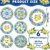CHUNNIN 60PCS Lemon Party Paper Plates for Lemon Theme Party Decorations 7In Blue Tiles Yellow Lemon Dessert Plates Disposable Tableware Dinnerware Set for Baby Shower Birthday Party Supplies