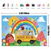 Cartoon Melon Birthday Party Supplies,Kid Party Decorations Banner School Bus Backdrop Boys and Girls Happy Birthday Backdrop（70X43IN）