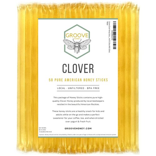 Clover Honey Sticks for Tea, Travel & Snacks - Premium Grade Pure Honey Packets are Farm Fresh from US Beekeepers - Each Honey Straw is full of Flavor that You'll Love - A Great Gift Idea (50)