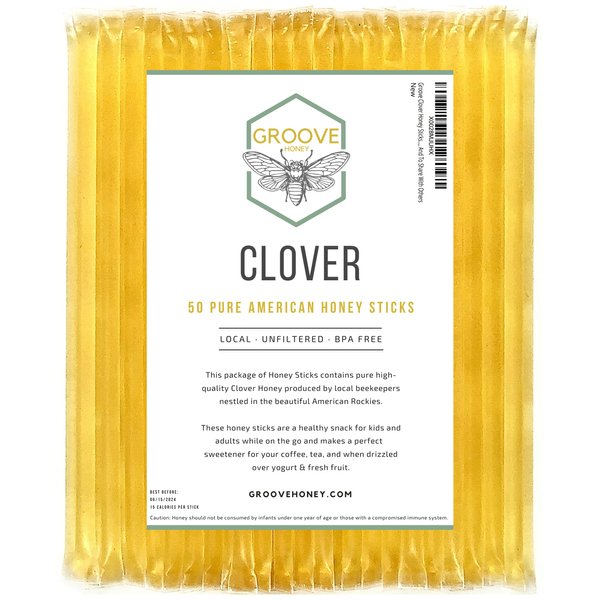 Clover Honey Sticks for Tea, Travel & Snacks - Premium Grade Pure Honey Packets are Farm Fresh from US Beekeepers - Each Honey Straw is full of Flavor that You'll Love - A Great Gift Idea (50)