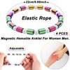 Junkin 4 Pieces Magnetic Hematite Anklets Bracelet Energy Anklets for Women Men Adjustable Magnetic Slim Hematite Pain Anxiety Relief Anti Swelling Anklets