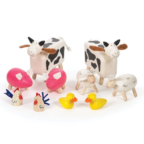 Tidlo Wooden Farm Animals - 10 Farm Animals for 3 Year Olds, Farm Toys, Quality Farm Animals Figures Oldfield Farm, Gifts for Boys & Girls