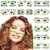 10 Sheets St. Patrick's Day Face Tattoos Stickers, Shamrock Temporary Tattoos for Women Men Green Lucky Clover Stickers Decals for Irish Parade Saint Patrick's Day Party Favors Kids Body Decorations