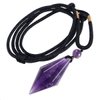 TUMBEELLUWA Adjustable 18”-26” Healing Faceted Crystal Point Pendant Necklace for Men and Women Unisex Reiki Stone Pendulum Necklace for Dowsing Divination, Amethyst