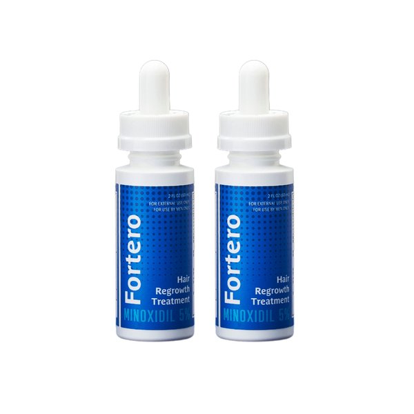 Fortero Hair Regrowth Treatment for Men 5% Minoxidil - Anti-Hair Loss Formula for Pattern Baldness, Alopecia - Anti-Hair Fall, Hair Regrowth, Hair Thinning Treatment 2fl Oz (2 Pack)