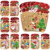 Pasimy 48 Set Christmas Party Favors Christmas Mason Jar Card Candy Bag Christmas Card Craft with Cellophane Goodie Treat Bags DIY Xmas Exchange Cards Gifts for Christmas Party Favors Holiday Supplies