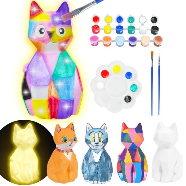 LTZFGZ DIY Cat Lamp Kit, Arts and Crafts for Kids Ages 4-6, Crafts Kit for Girls Ages 3-12, Painting kit for Kids 4-12, Kids Toys Birthday Gift for 4 5 6 7 8 9 Years Old Boys Girls