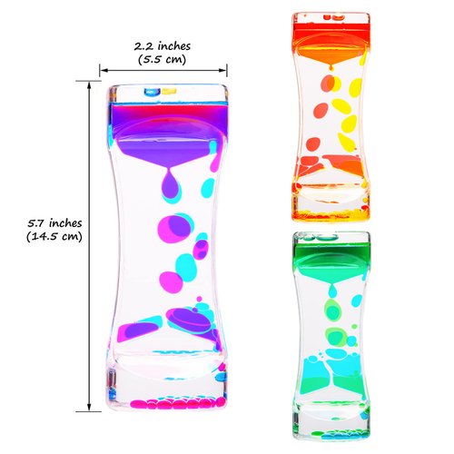 Liquid Motion Bubbler,CAILINK 3 Pack Kids and Adults Relax Sensory Toys,Stress Relief Fidget Water Timers,Colorful Hourglass,ADHD Anxiety Autism Activity,Home Office Desk Decor