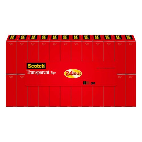 Scotch Transparent Tape, 3/4 in x 1000 in, 24 Boxes (600K24)