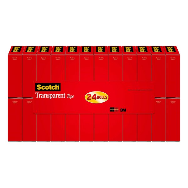 Scotch Transparent Tape, 3/4 in x 1000 in, 24 Boxes (600K24)