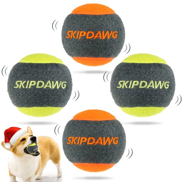 SKIPDAWG Interactive Tennis Balls for Dogs, Squeaky Dog Toy Balls Launcher Compatible, High Bouncy Dog Tennis Balls 2.5 Inches for Exercise, Safe Material Interactive Dog Toys Outdoor/Indoor Game