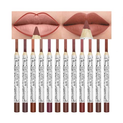 Matte Lip Liner Pencil, Professional Long Lasting Lip Liner Pencil Waterproof Lip Liners, Pack of 12