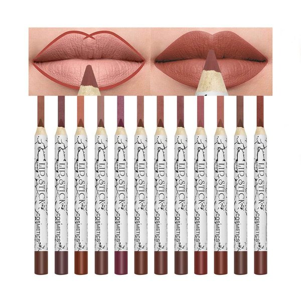 Matte Lip Liner Pencil, Professional Long Lasting Lip Liner Pencil Waterproof Lip Liners, Pack of 12