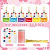 Noveread 24 Pack Valentines Day Gifts Include 24 Pcs Valentines Cards with 24 Pcs Watercolor Paint Bulk 24 Pcs Valentines Gold Foil Rope Mini Watercolor Paint Set for Party Classroom (Vivid Style)