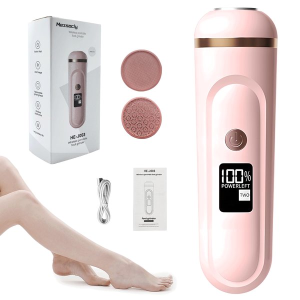 Electric Foot Callus Remover, Pedicure Tools for feet Summer Electric Foot File Pedicure Foot Scrubber 1300mah Battery Capacity, 2 Different Replacement Heads Callous Remover for feet, Pink